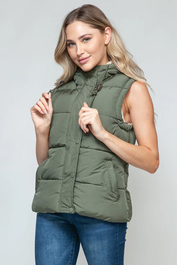 Cara Snap and Zip Closure Hooded Vest