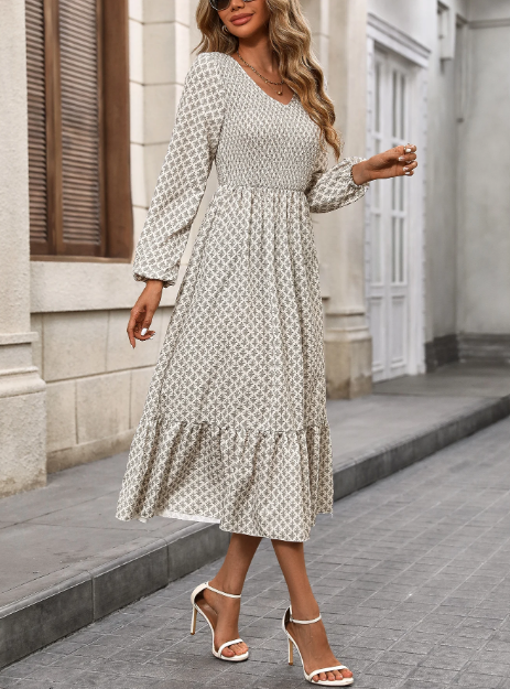 Tess Printed Long Sleeve Dress