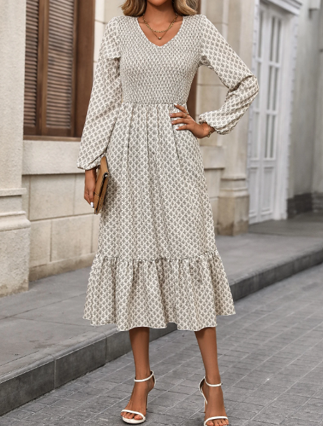 Tess Printed Long Sleeve Dress