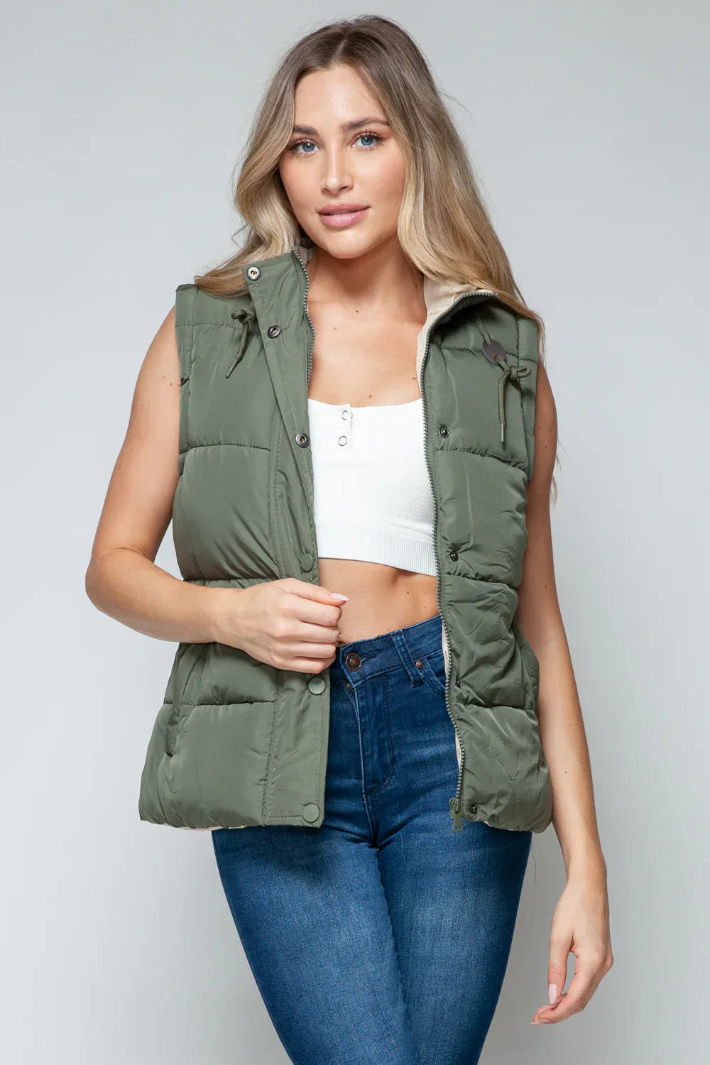 Cara Snap and Zip Closure Hooded Vest